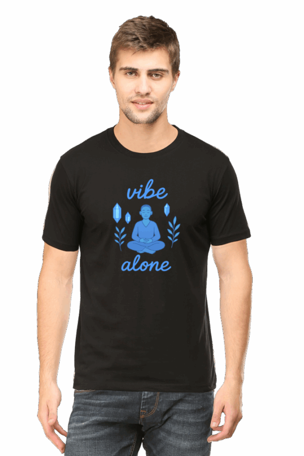 Vibe Alone Glow-Inspired Meditation T-Shirt – Spiritual, Minimalist Zen Tee for Inner Peace & Solitude - Image 5