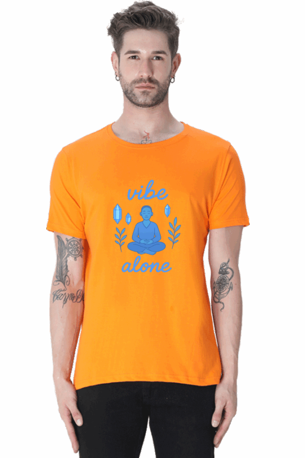 Vibe Alone Glow-Inspired Meditation T-Shirt – Spiritual, Minimalist Zen Tee for Inner Peace & Solitude - Image 3