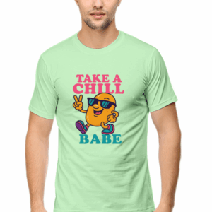 Take a Chill Babe T-Shirt – Funny Cartoon Potato with Sunglasses | Retro Cool Vibes Tee for Relaxed Living