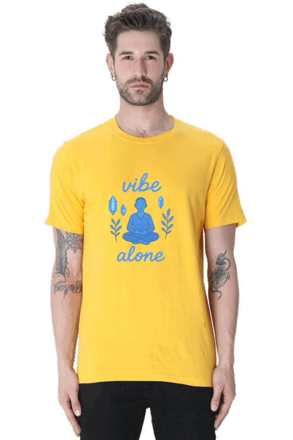 Vibe Alone Glow-Inspired Meditation T-Shirt – Spiritual, Minimalist Zen Tee for Inner Peace & Solitude - Image 2