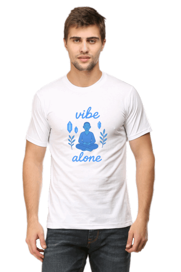 Vibe Alone Glow-Inspired Meditation T-Shirt – Spiritual, Minimalist Zen Tee for Inner Peace & Solitude - Image 6